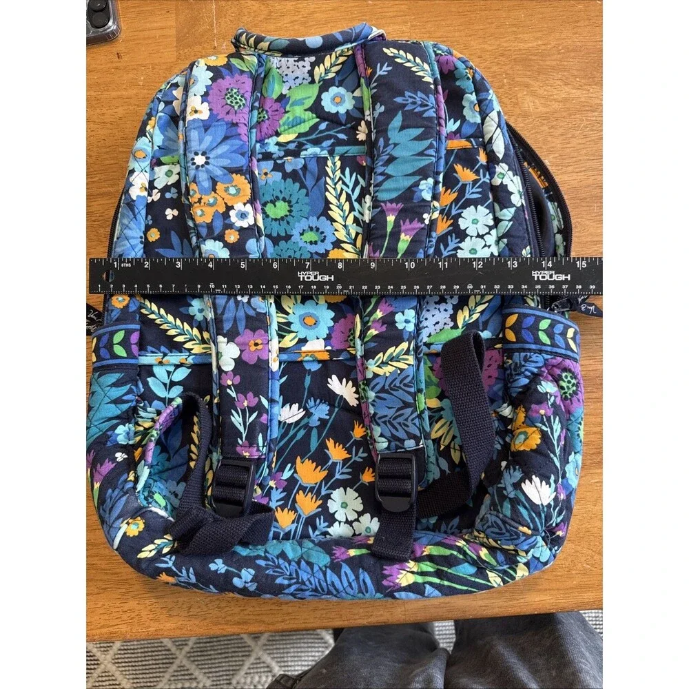 VERA BRADLEY Midnight Blues Backpack Book Bag Computer Floral Black Blue